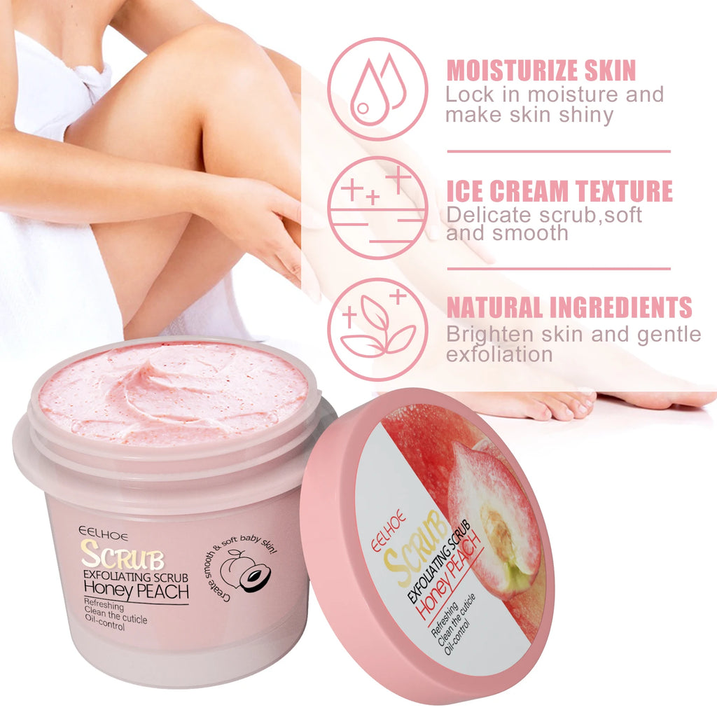 Honey Peach Body Scrub Cream – Deep Exfoliating Moisturizer for Smooth & Glowing Skin