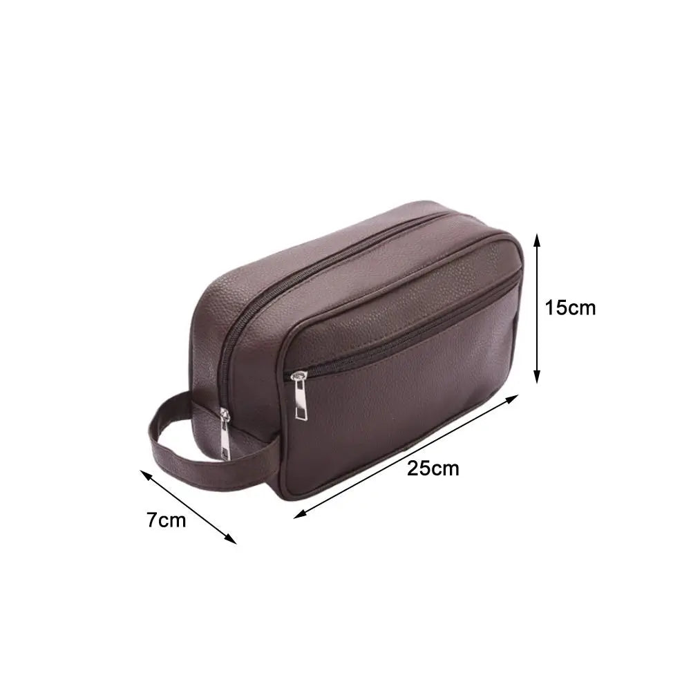 Large Capacity PU Leather Toiletry Bag – Travel Cosmetic Organizer for Men & Women