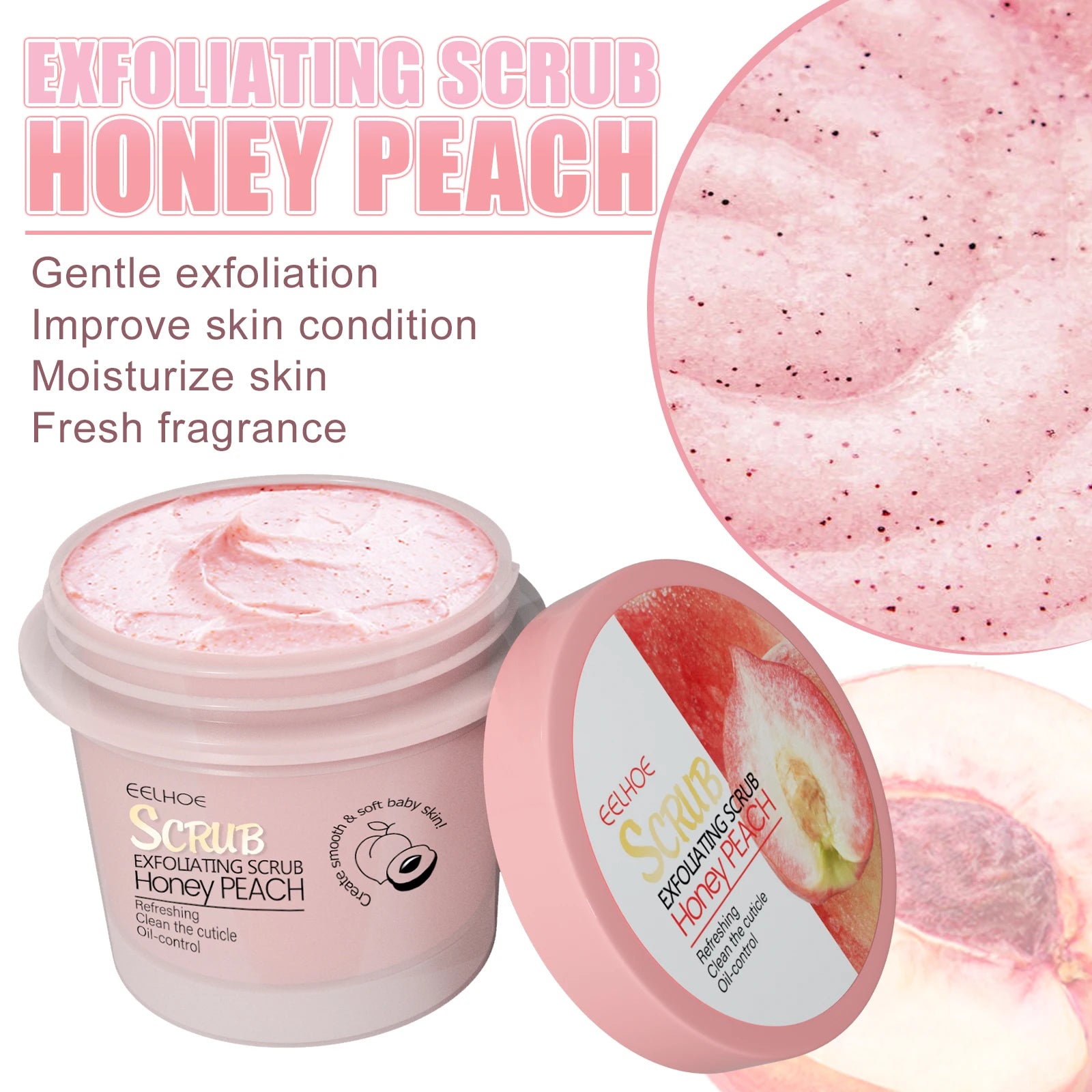 Honey Peach Body Scrub Cream – Deep Exfoliating Moisturizer for Smooth & Glowing Skin