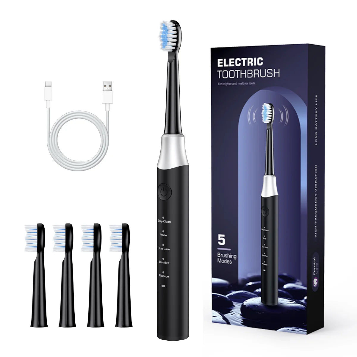 YD07 Electric Sonic Toothbrush – 5 Modes Rechargeable Toothbrush for Sensitive Gums