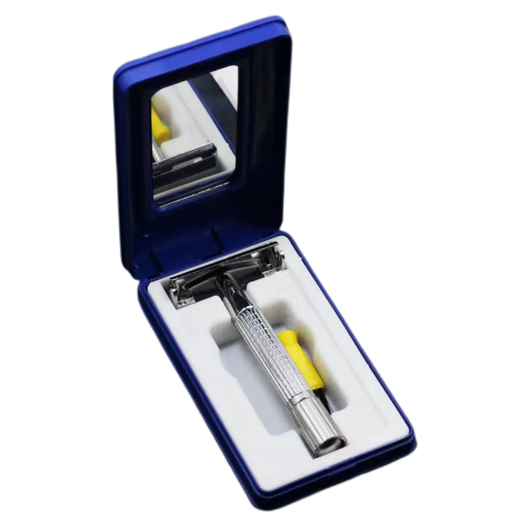 Men Shaving Razor with Blade Sliver Folding Shaving Knife Facial Hair Stainless Steel Straight Razor Barber Tools 10 Pcs Blades