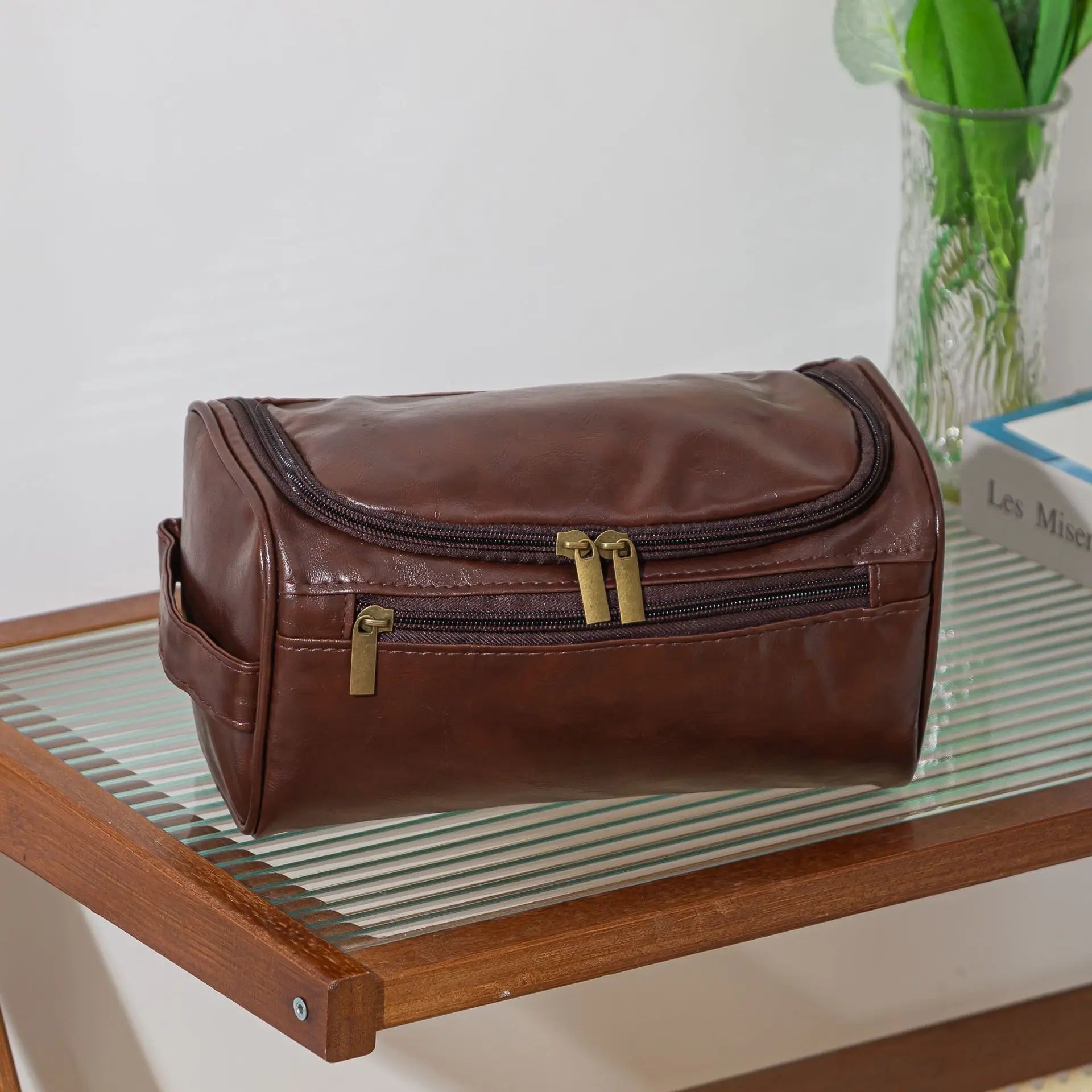 Leather Hanging Toiletry Bag – Large Travel Dopp Kit for Men & Women