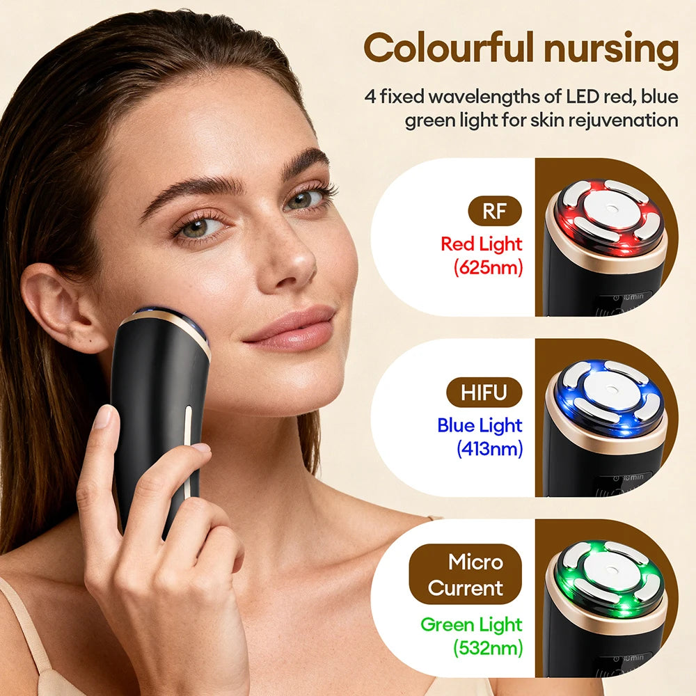5-in-1 HIFU LED Facial Device – RF & EMS Skin Tightening