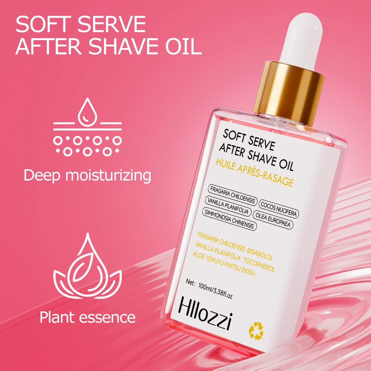 100Ml/3.38F.Oz Strawberry Soft Serve after Shave Oil Deeply Hydrating and Nourishing the Skin Men & Women Hydrating Serum