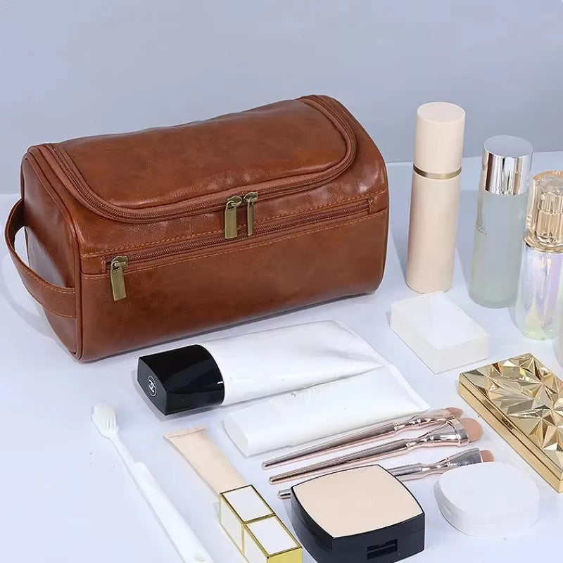 Leather Travel Toiletry Bag – Large Hanging Dopp Kit for Men & Women