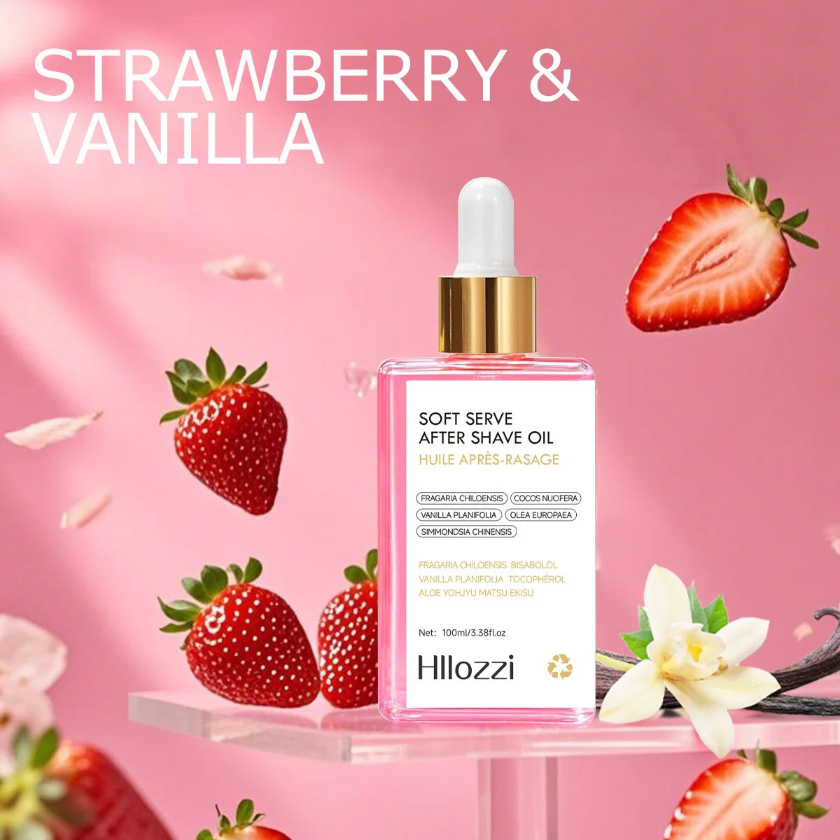 100Ml/3.38F.Oz Strawberry Soft Serve after Shave Oil Deeply Hydrating and Nourishing the Skin Men & Women Hydrating Serum