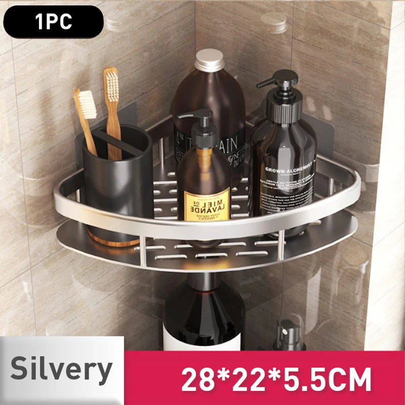 No-Drill Wall Mounted Bathroom Shelf – Adhesive Shower Storage Organizer