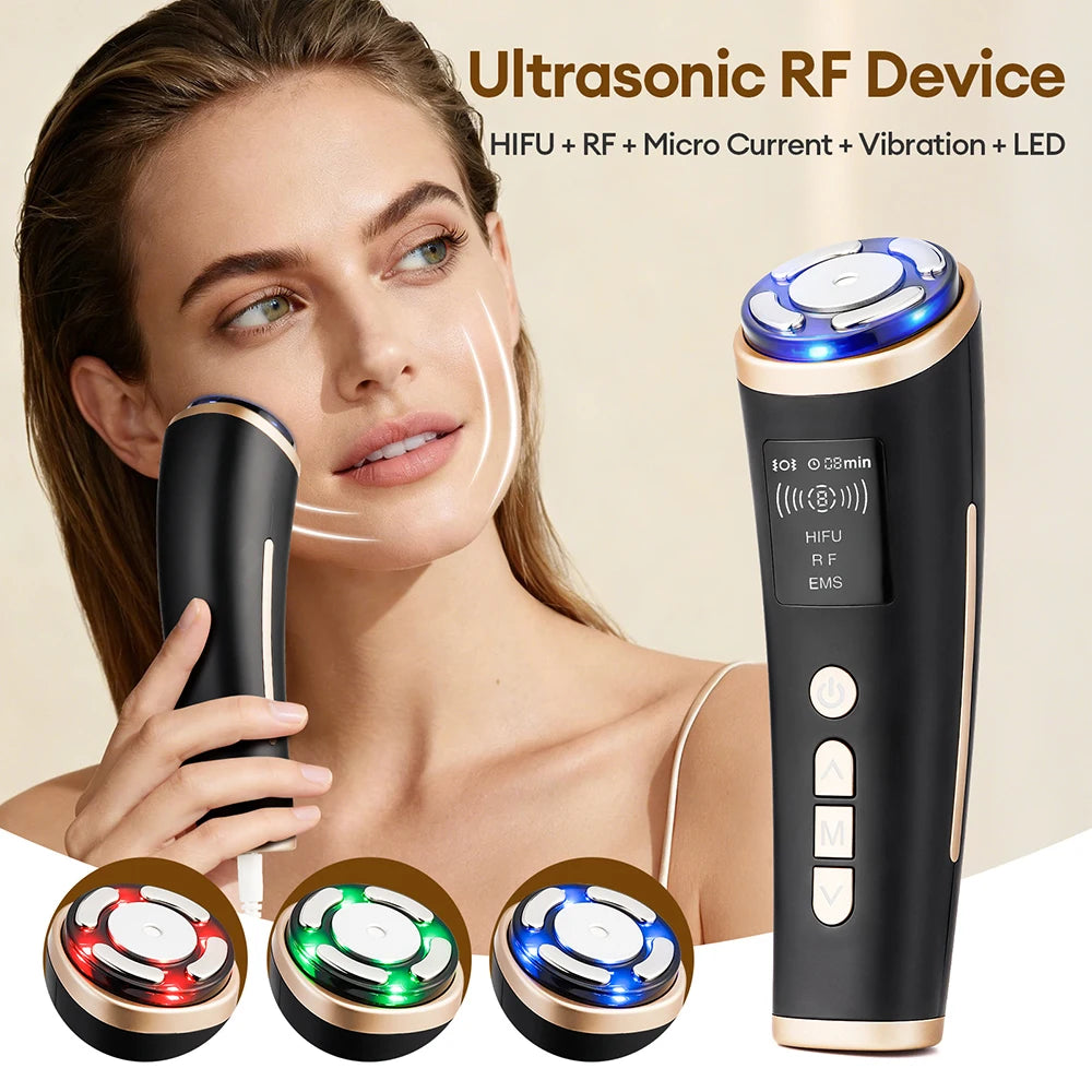 5-in-1 HIFU LED Facial Device – RF & EMS Skin Tightening