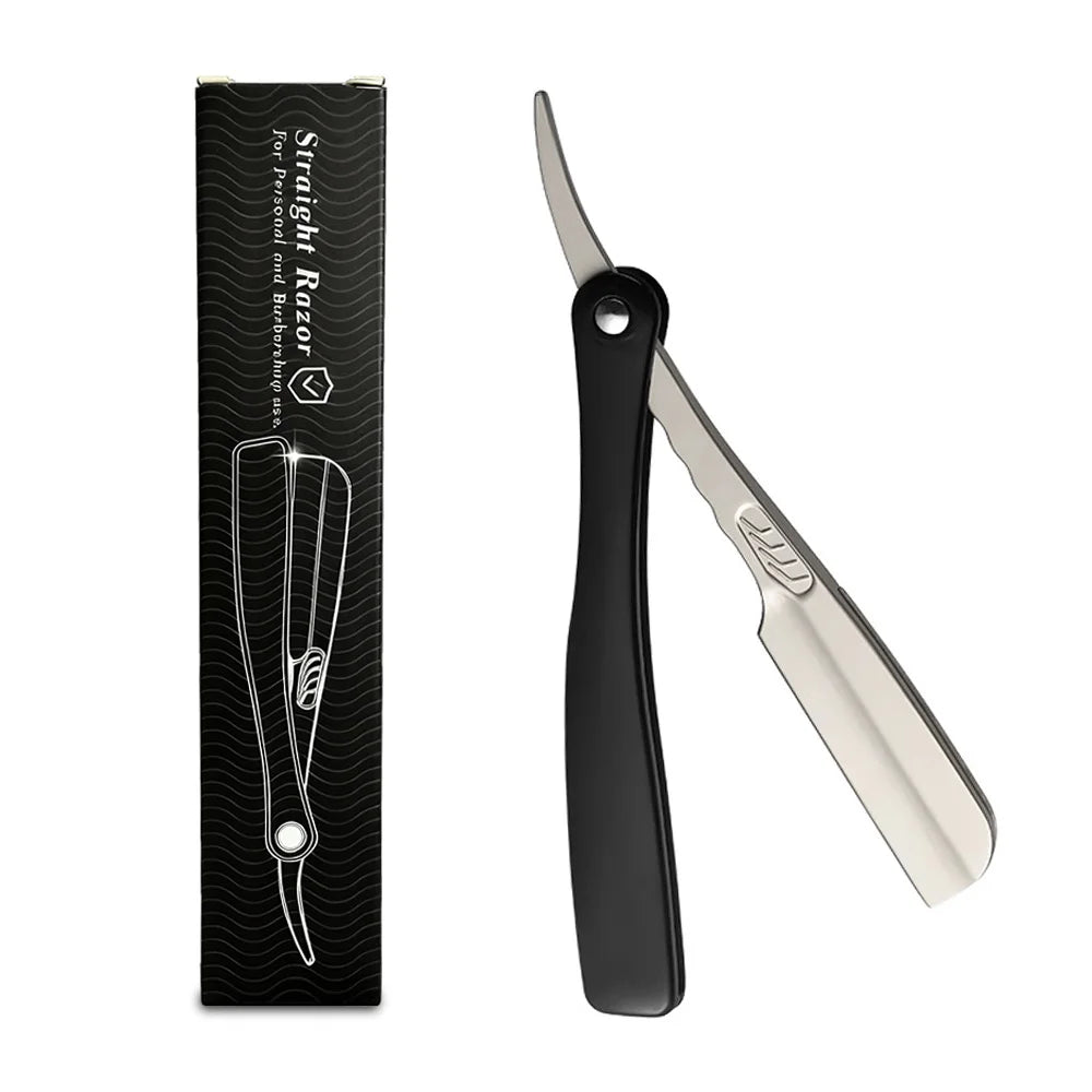 Professional Black Straight Razor Folding Manual Shaver Barber Beard Eyebrow Cutting Shaving Tool for Men Professional Razors