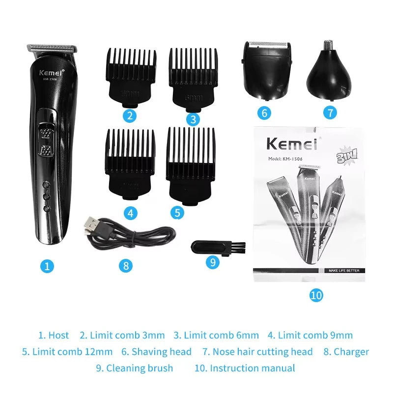 KM-1506 3-in-1 Electric Grooming Kit