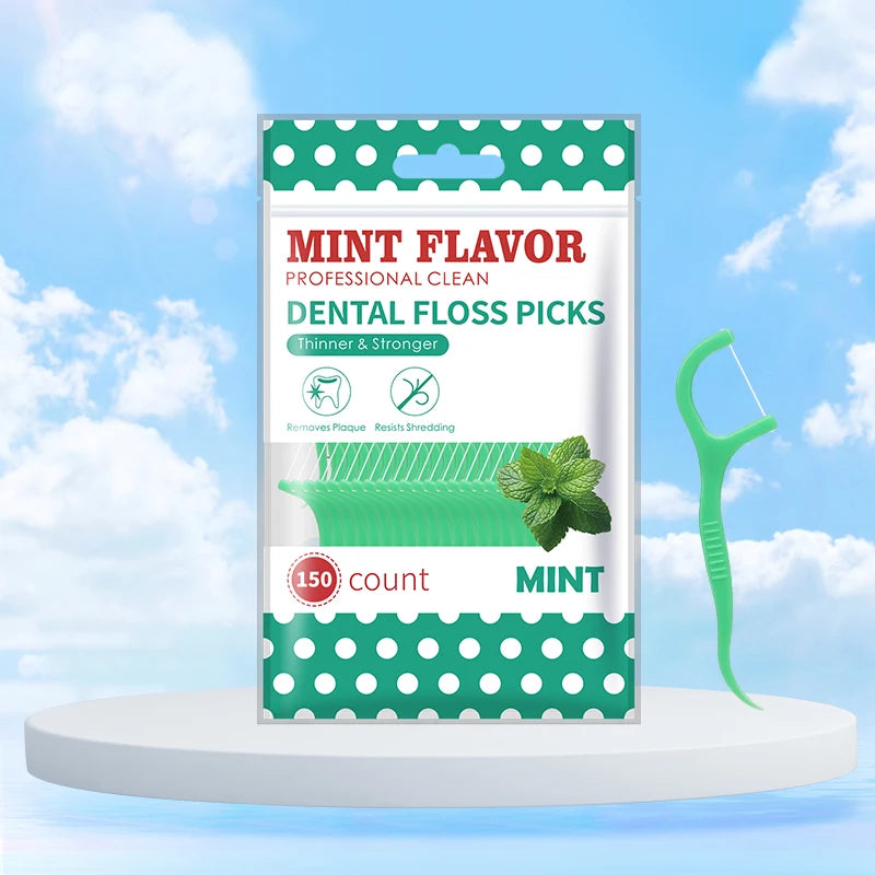 Mint Flavored Dental Floss Picks for Daily Oral Care