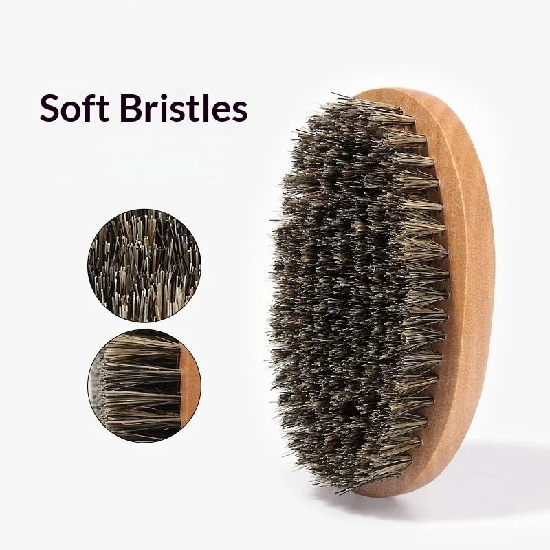 Hair Brush Boar Bristle for Men'S Beard Brush Portable Shaving Comb Massage Hair Cleaning Brush for Facial Cleaning Styling Tool