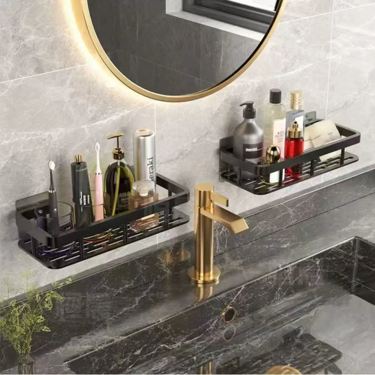 Modern Bathroom Organizer – No Drill Shower Shelf