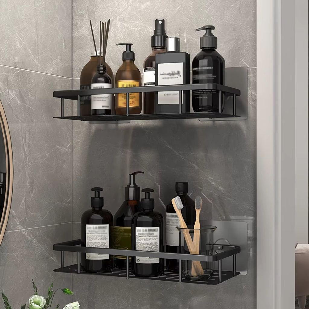No-Drill Corner Shower Shelf – Wall Mounted Bathroom Storage Rack