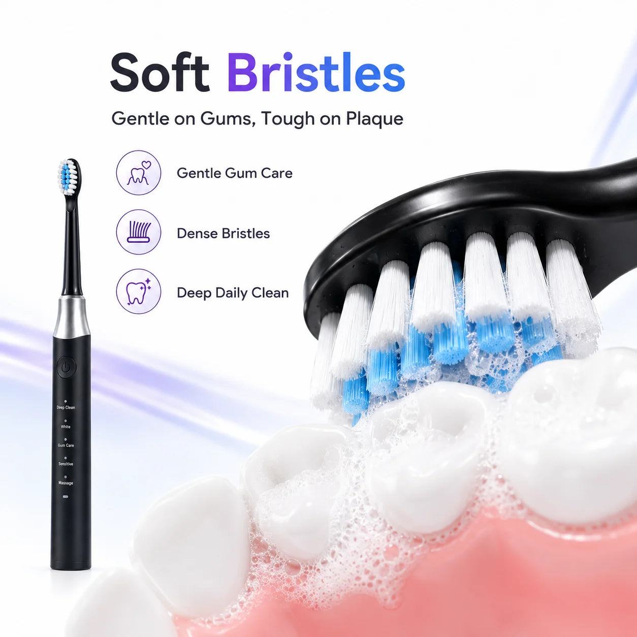 YD07 Electric Sonic Toothbrush – 5 Modes Rechargeable Toothbrush for Sensitive Gums