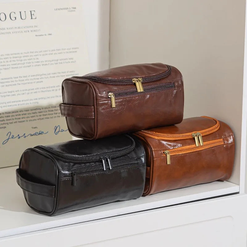 Leather Hanging Toiletry Bag – Large Travel Dopp Kit for Men & Women