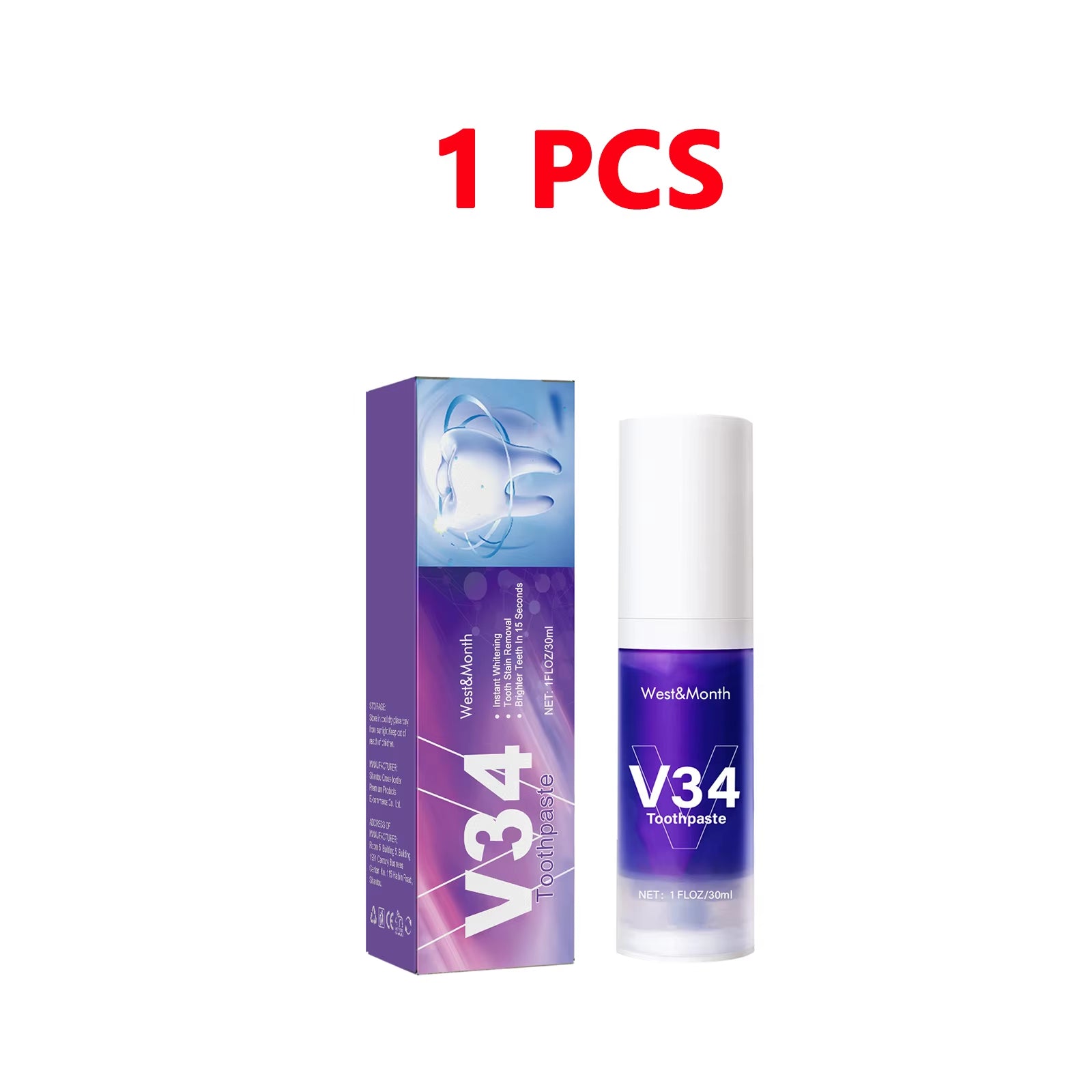 V34 Teeth Whitening Toothpaste – Stain Remover for Yellow Teeth & Fresh Breath