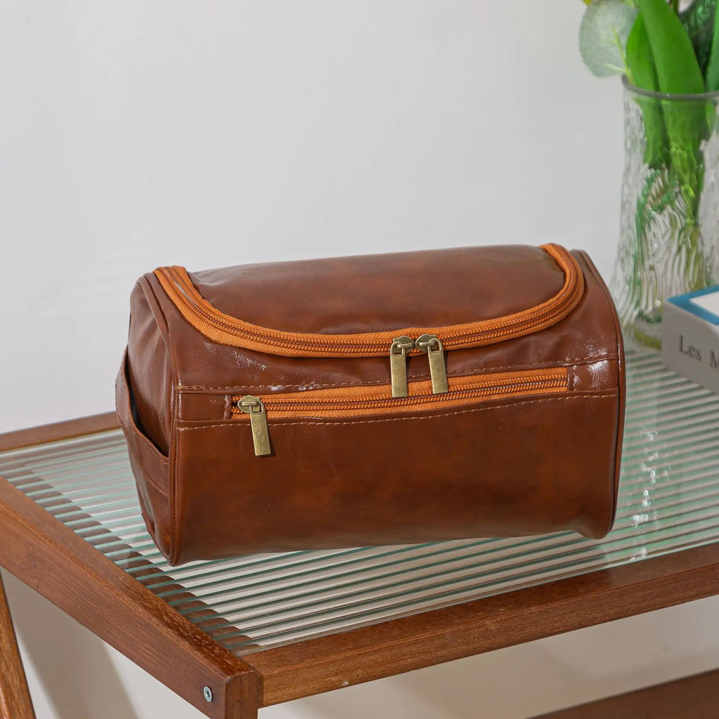 Leather Hanging Toiletry Bag – Large Travel Dopp Kit for Men & Women