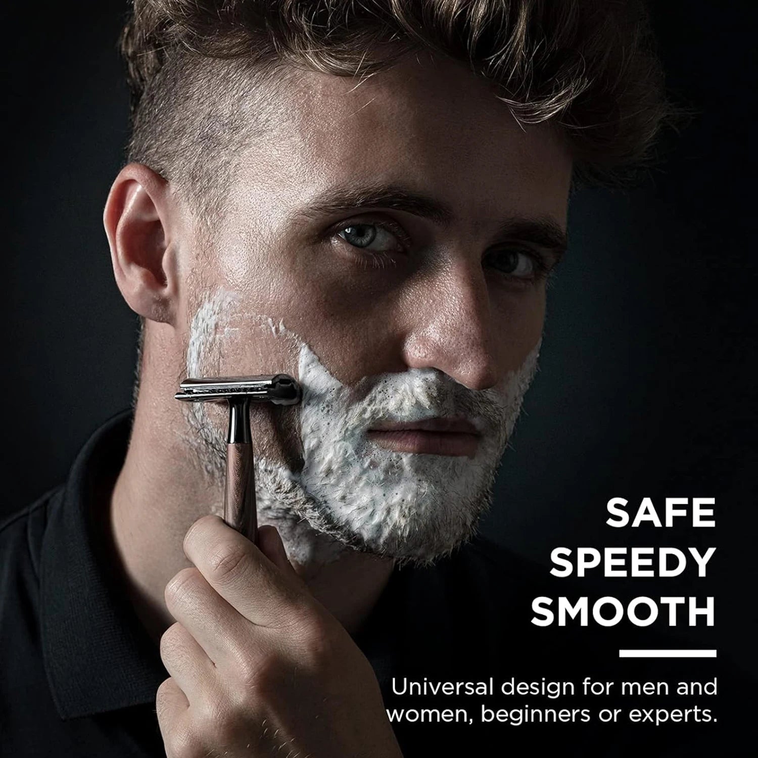 Double Edge Safety Razor, Zinc Alloy Handle Razor with 5 Swiss Stainless Steel Blades, Heavy Duty Eco-Friendly Razor F