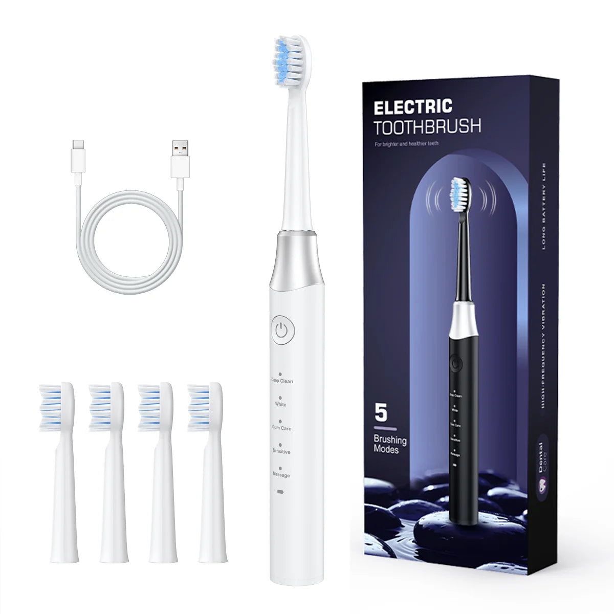YD07 Electric Sonic Toothbrush – 5 Modes Rechargeable Toothbrush for Sensitive Gums