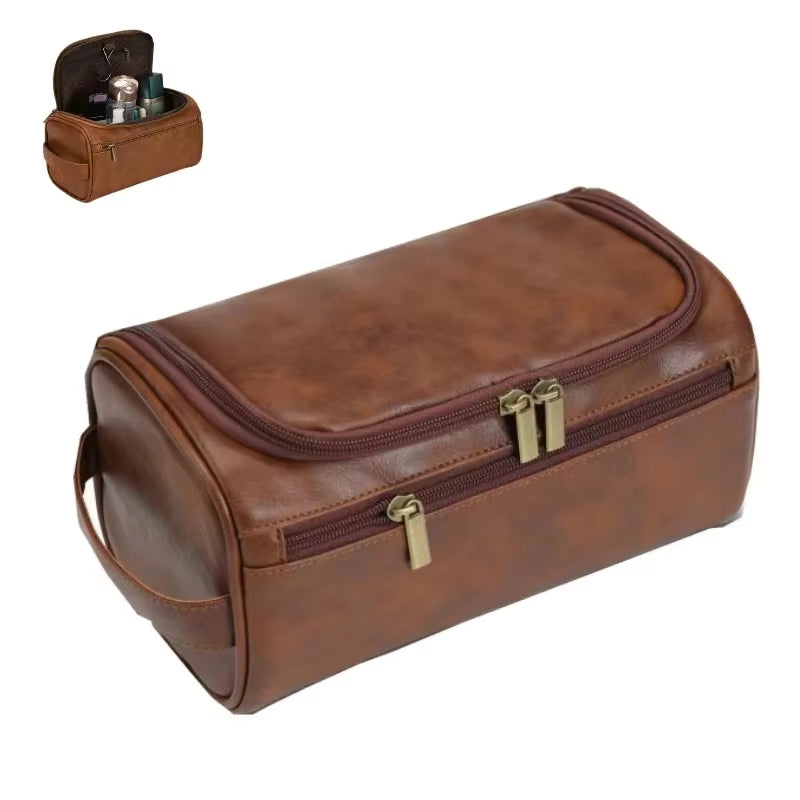Leather Travel Toiletry Bag – Large Hanging Dopp Kit for Men & Women