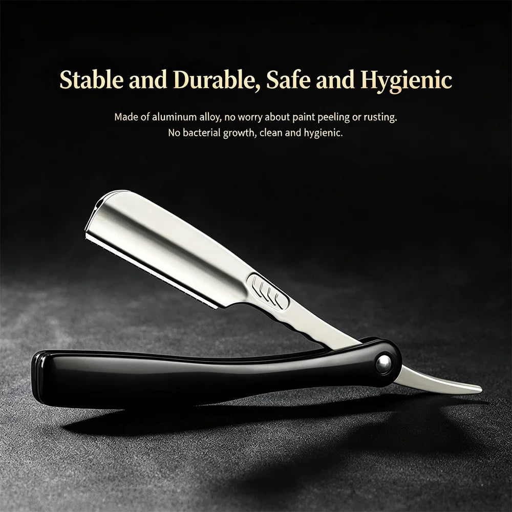 Professional Black Straight Razor Folding Manual Shaver Barber Beard Eyebrow Cutting Shaving Tool for Men Professional Razors
