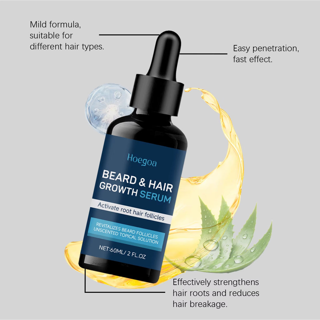 Men Beard Essential Oil Increase Moisturize Soft Smooth Nourish Thicken for Grooming Hair Facial Care Beard Growth Oil 60Ml