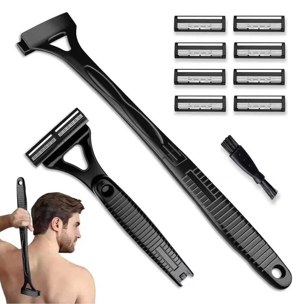 Men Triple Blade Manual Back Machine Hair Shaver Safety Long Handle Foldable Trimmer Body Leg Handle Removal Shaving Razor
