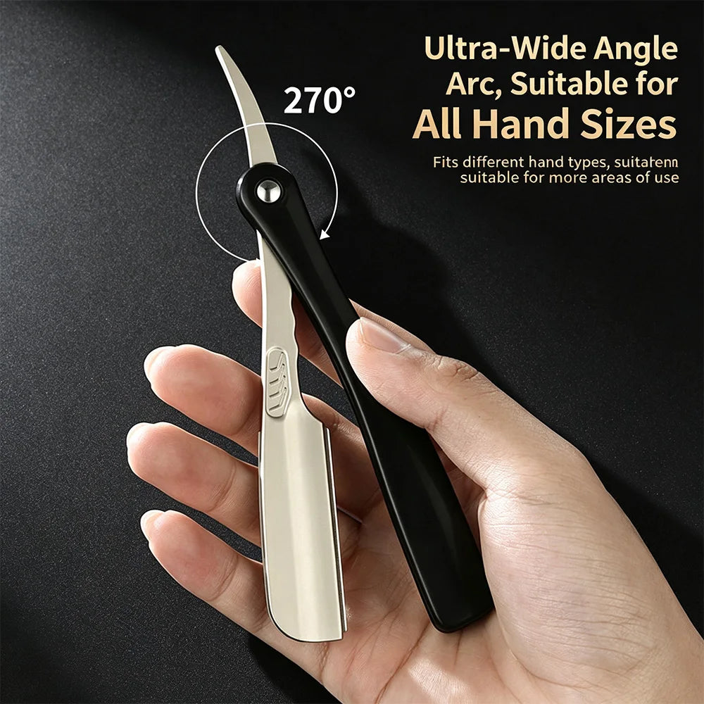 Professional Black Straight Razor Folding Manual Shaver Barber Beard Eyebrow Cutting Shaving Tool for Men Professional Razors