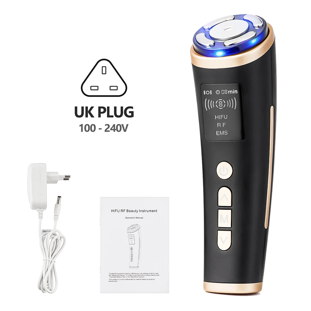5-in-1 HIFU LED Facial Device – RF & EMS Skin Tightening