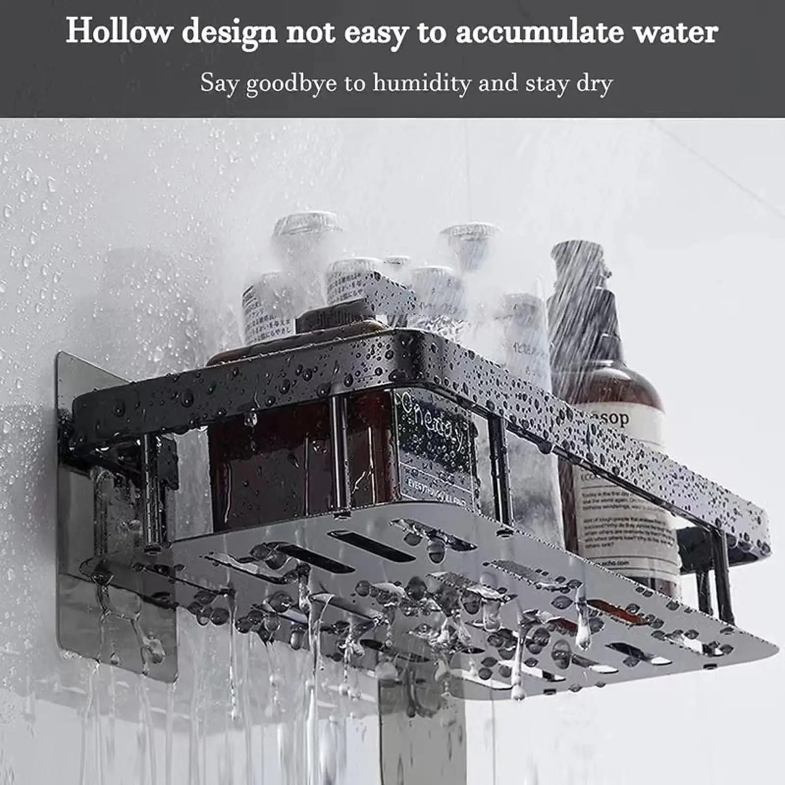 No-Drill Wall Mounted Bathroom Shelf – Adhesive Shower Storage Organizer