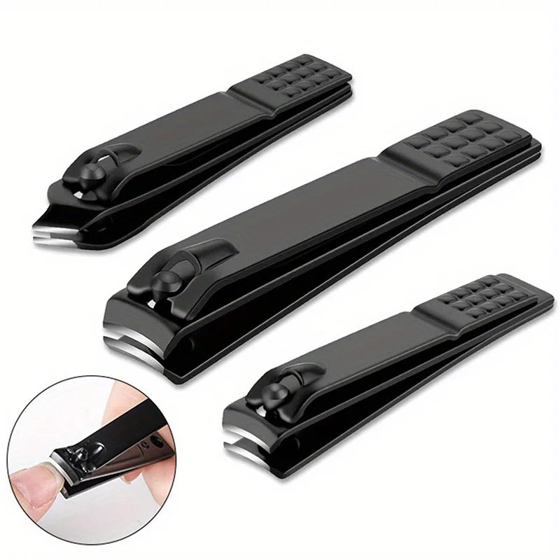 4-Piece Black Stainless Steel Nail Clipper with Nano Glass File Polishing Nail File Manicure Tool Set