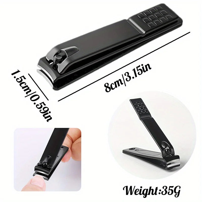 4-Piece Black Stainless Steel Nail Clipper with Nano Glass File Polishing Nail File Manicure Tool Set