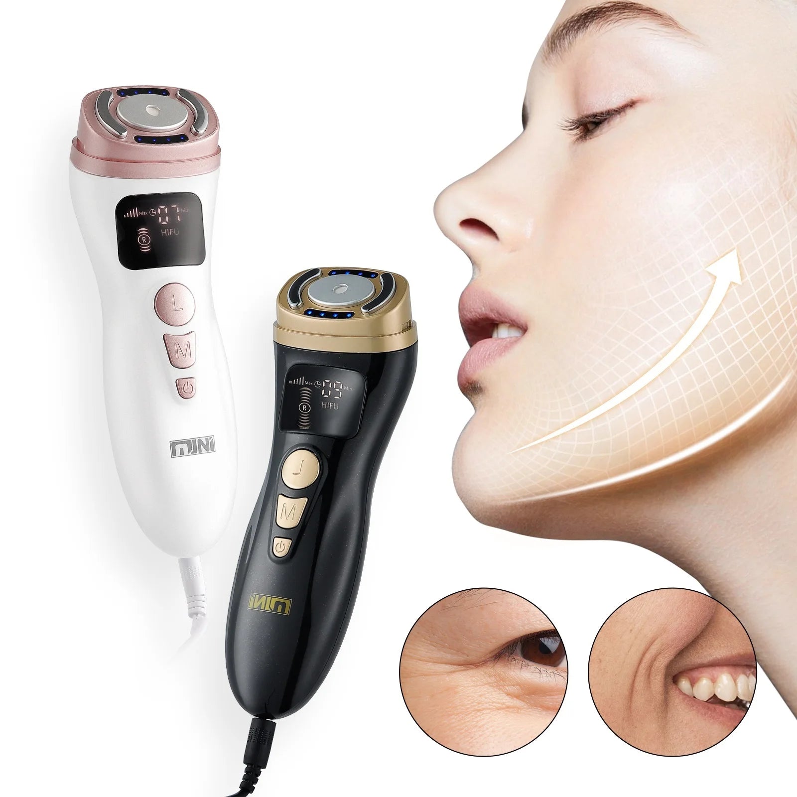 Mini HIFU Machine Ultrasonic RF EMS HIFU Facial Lifting Skin Tightening Device Face Chin Neck Eye anti Wrinkle Massager Home Use