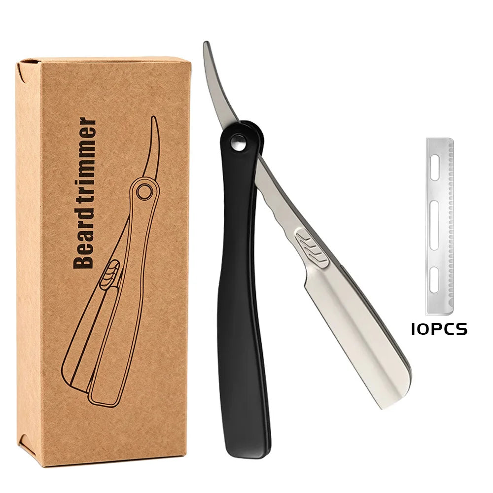 Professional Black Straight Razor Folding Manual Shaver Barber Beard Eyebrow Cutting Shaving Tool for Men Professional Razors