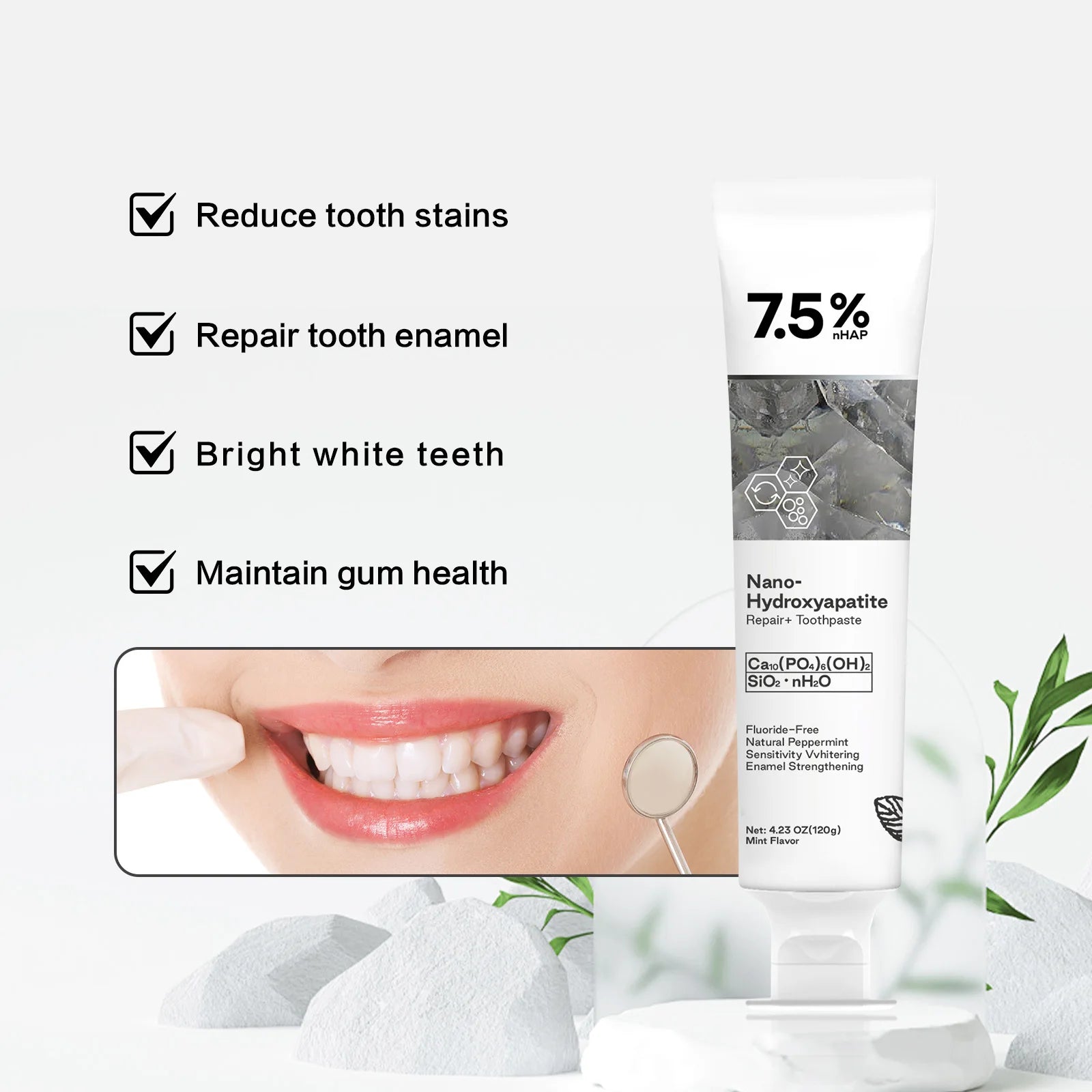 Nano Hydroxyapatite Toothpaste – Whitening Toothpaste for Stains & Fresh Breath