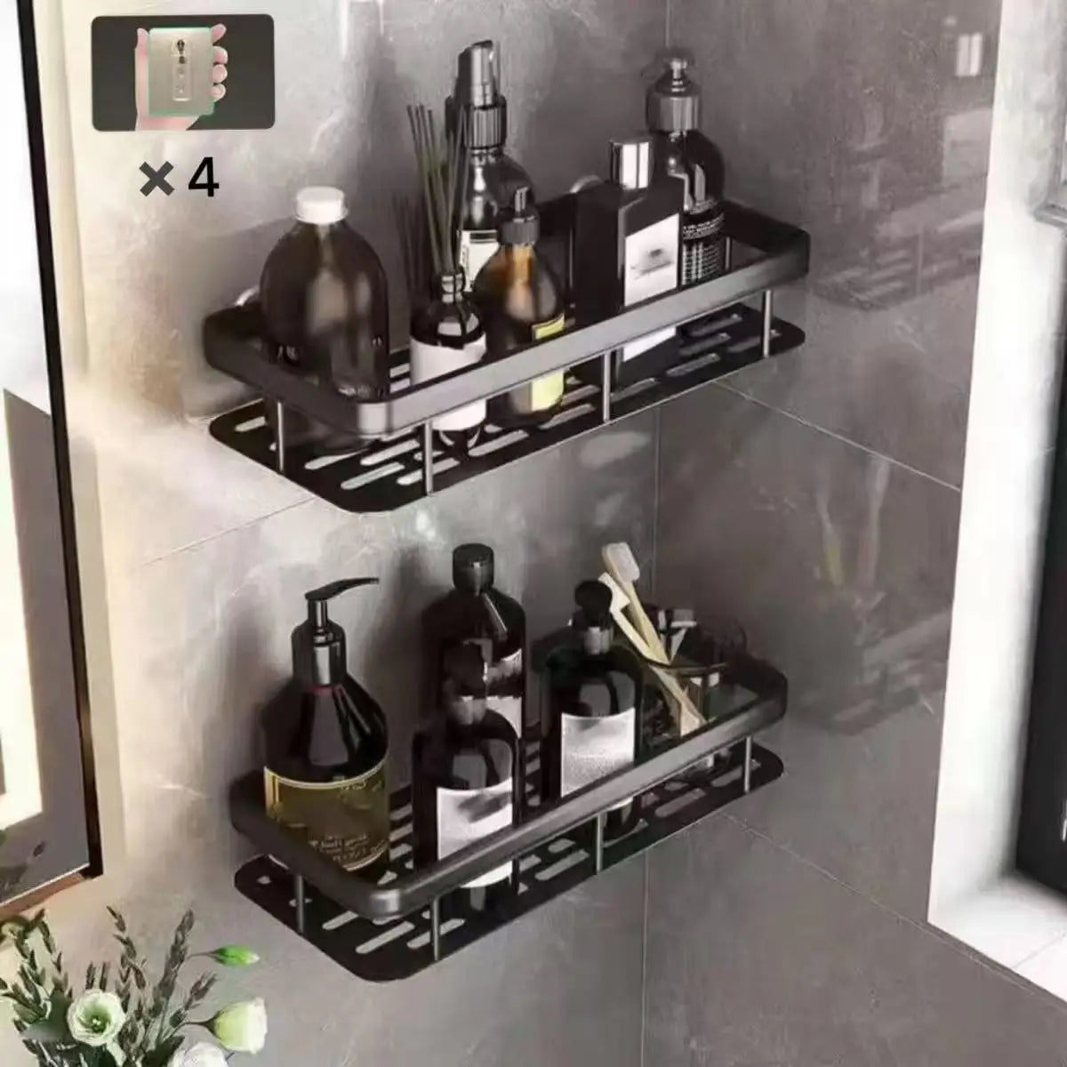 Modern Bathroom Organizer – No Drill Shower Shelf