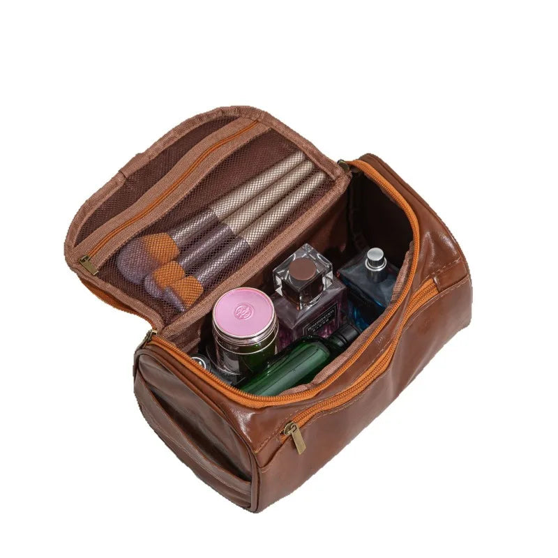 Leather Hanging Toiletry Bag – Large Travel Dopp Kit for Men & Women
