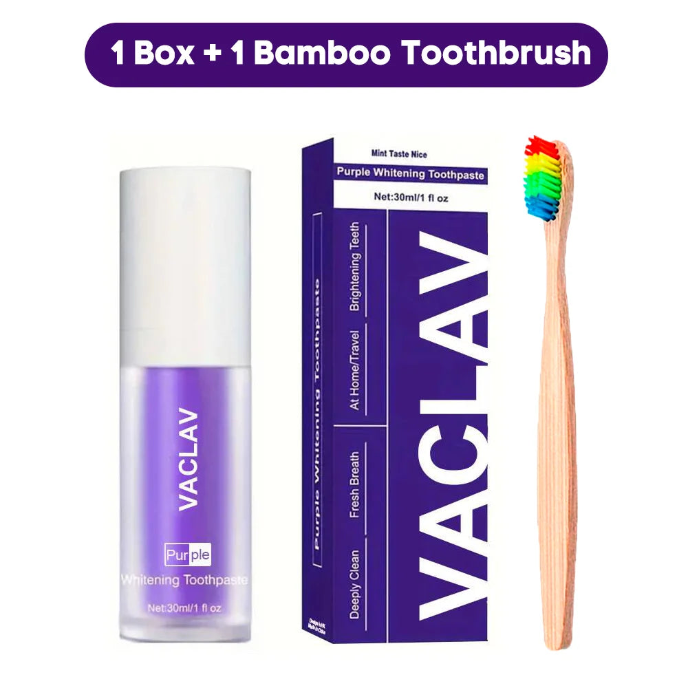 Purple Whitening Toothpaste – Color Corrector for Yellow Teeth & Stain Removal
