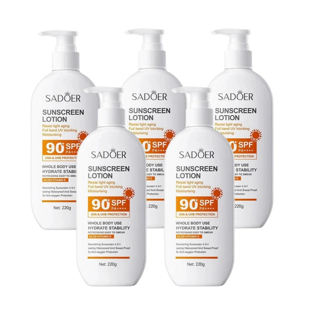 SPF90 PA+++ Sunscreen – Full Body UVA/UVB Protection with Aloe Vera & Vitamin E