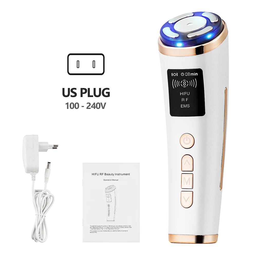 5-in-1 HIFU LED Facial Device – RF & EMS Skin Tightening
