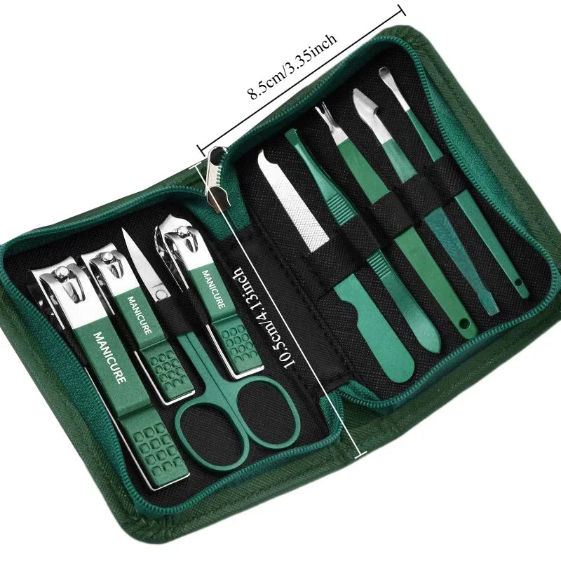 6-9 Pcs Manicure Set with Leather Case Professional Foot and Face Care Tool Kits Stainless Steel Nail Clipper Sets Gift