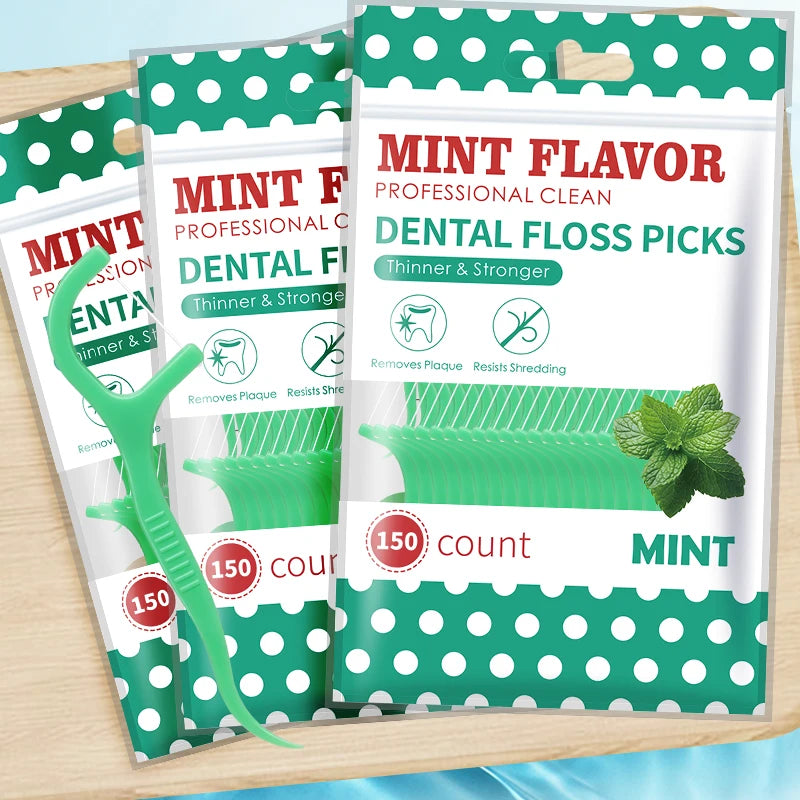 Mint Flavored Dental Floss Picks for Daily Oral Care