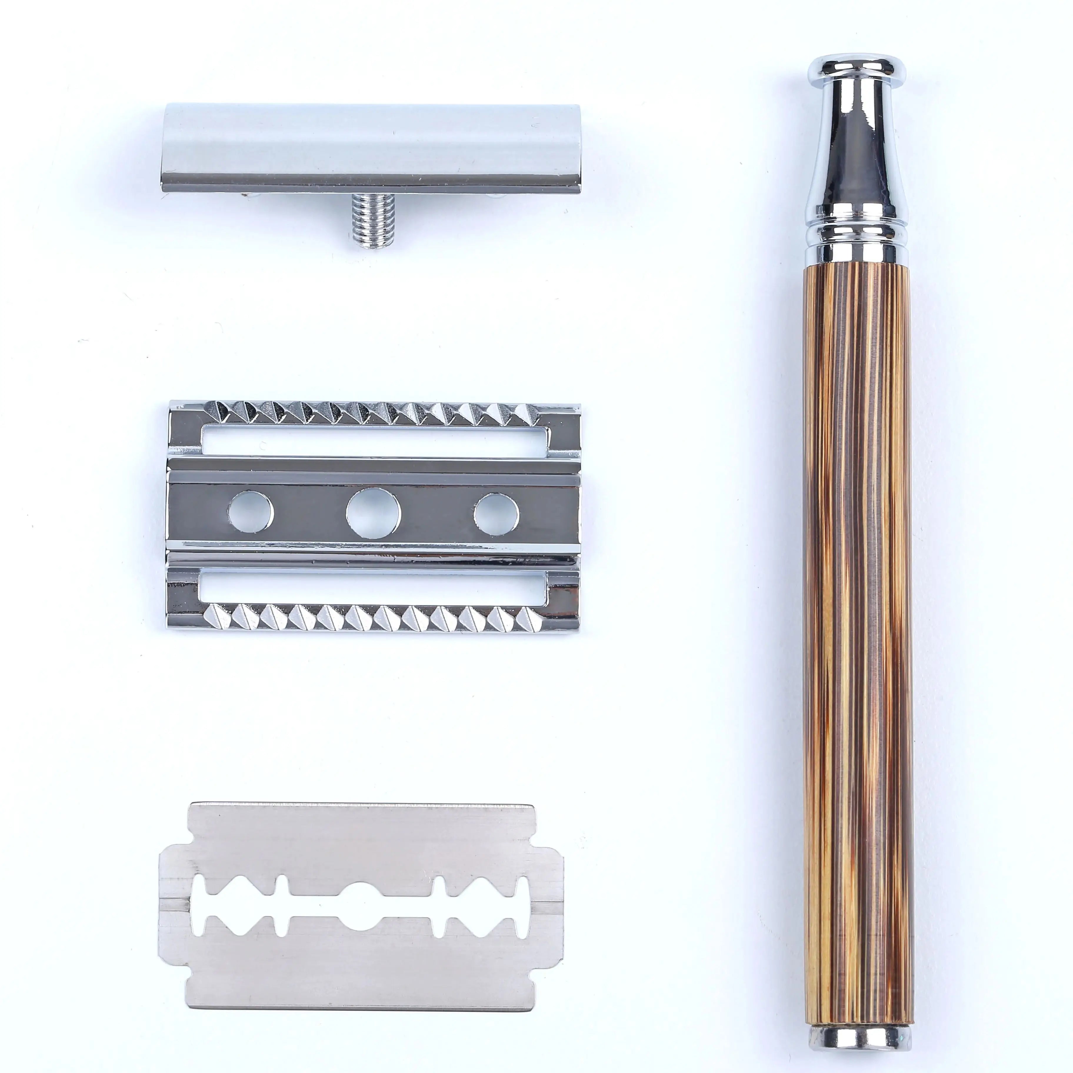 Men Safety Shaving Razor Natural Bamboo Handle Double Edge Comb Head Classic Manual Shaver Classic Mens Shaving Blade Set