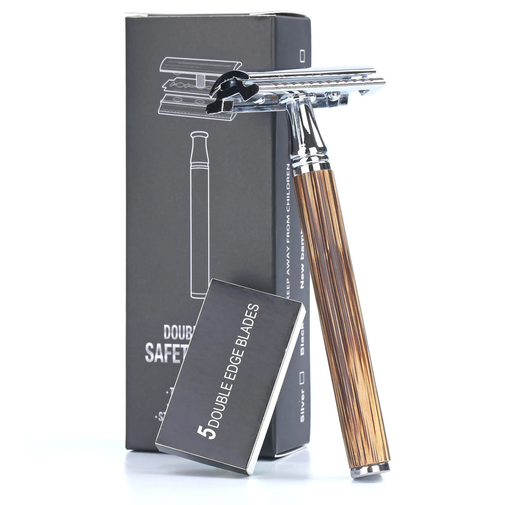 Men Safety Shaving Razor Natural Bamboo Handle Double Edge Comb Head Classic Manual Shaver Classic Mens Shaving Blade Set