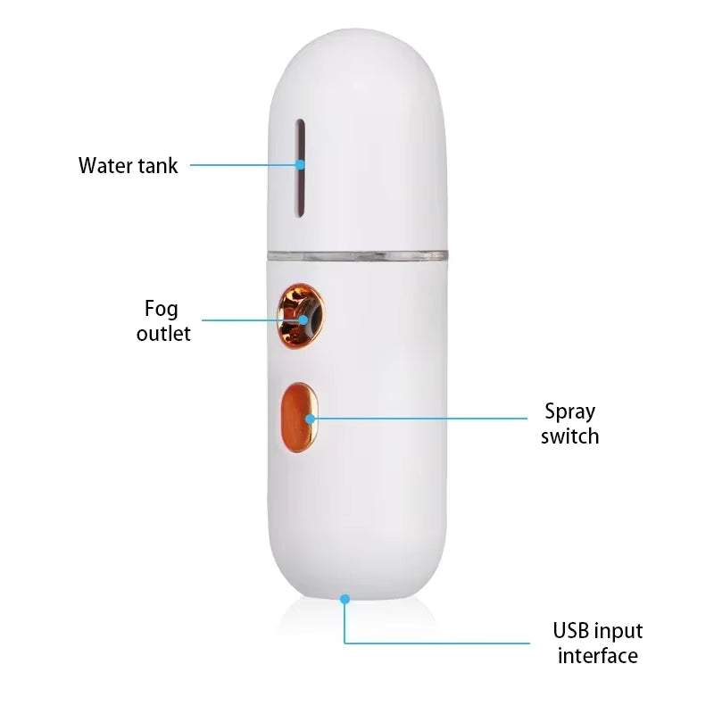 Mini Facial Mist Sprayer – Portable Rechargeable Cold Steam Humidifier
