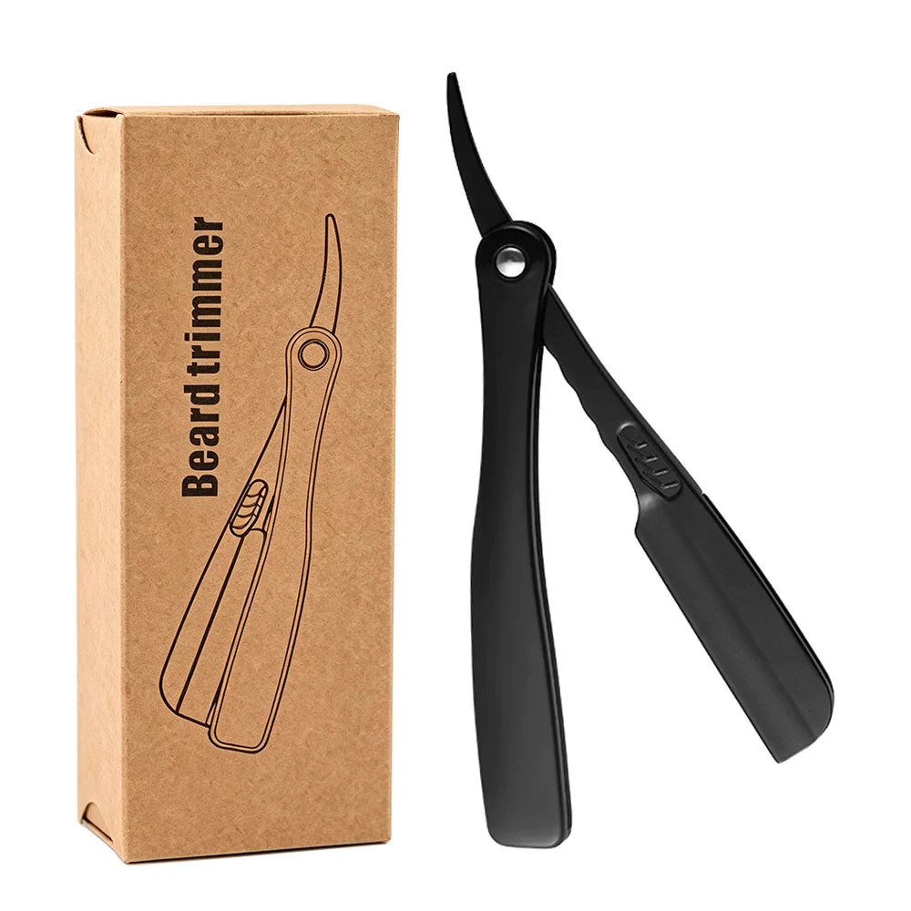 Professional Black Straight Razor Folding Manual Shaver Barber Beard Eyebrow Cutting Shaving Tool for Men Professional Razors