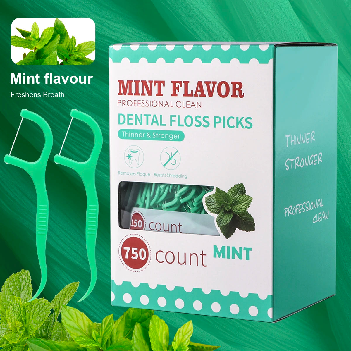 Mint Flavored Dental Floss Picks for Daily Oral Care