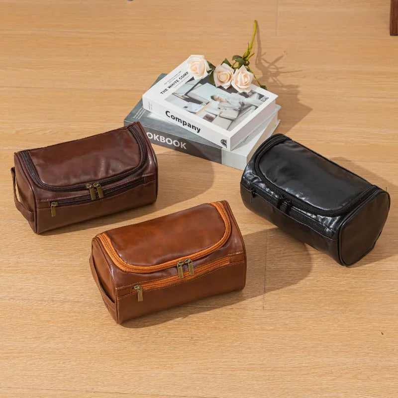 Leather Hanging Toiletry Bag – Large Travel Dopp Kit for Men & Women