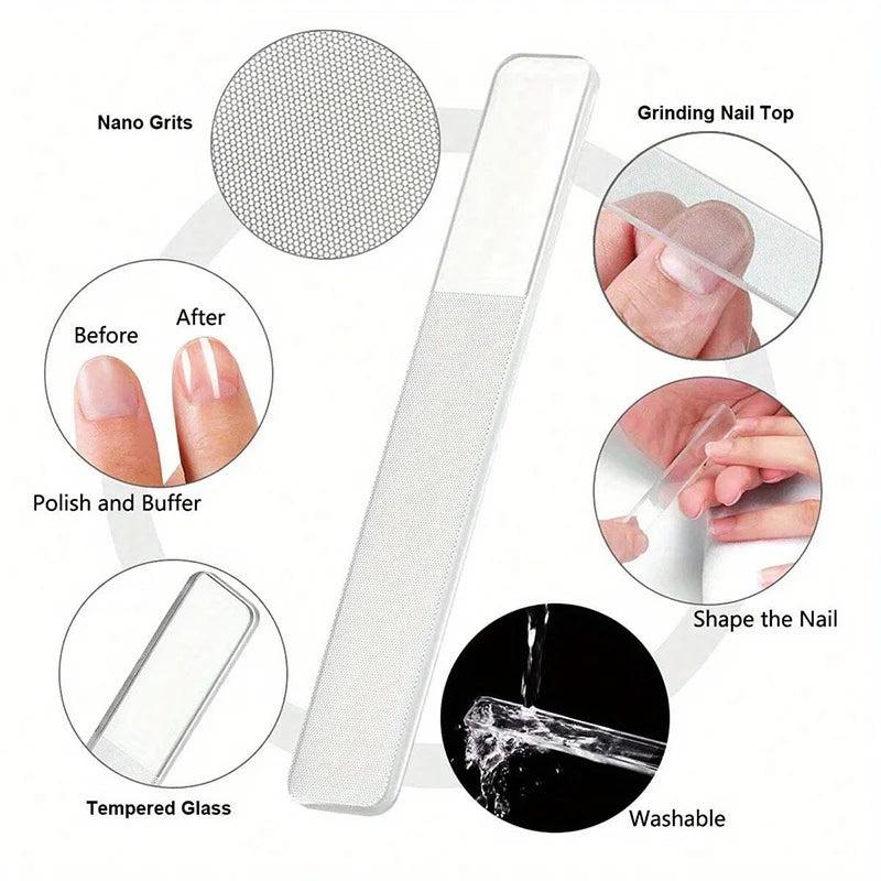 4-Piece Black Stainless Steel Nail Clipper with Nano Glass File Polishing Nail File Manicure Tool Set